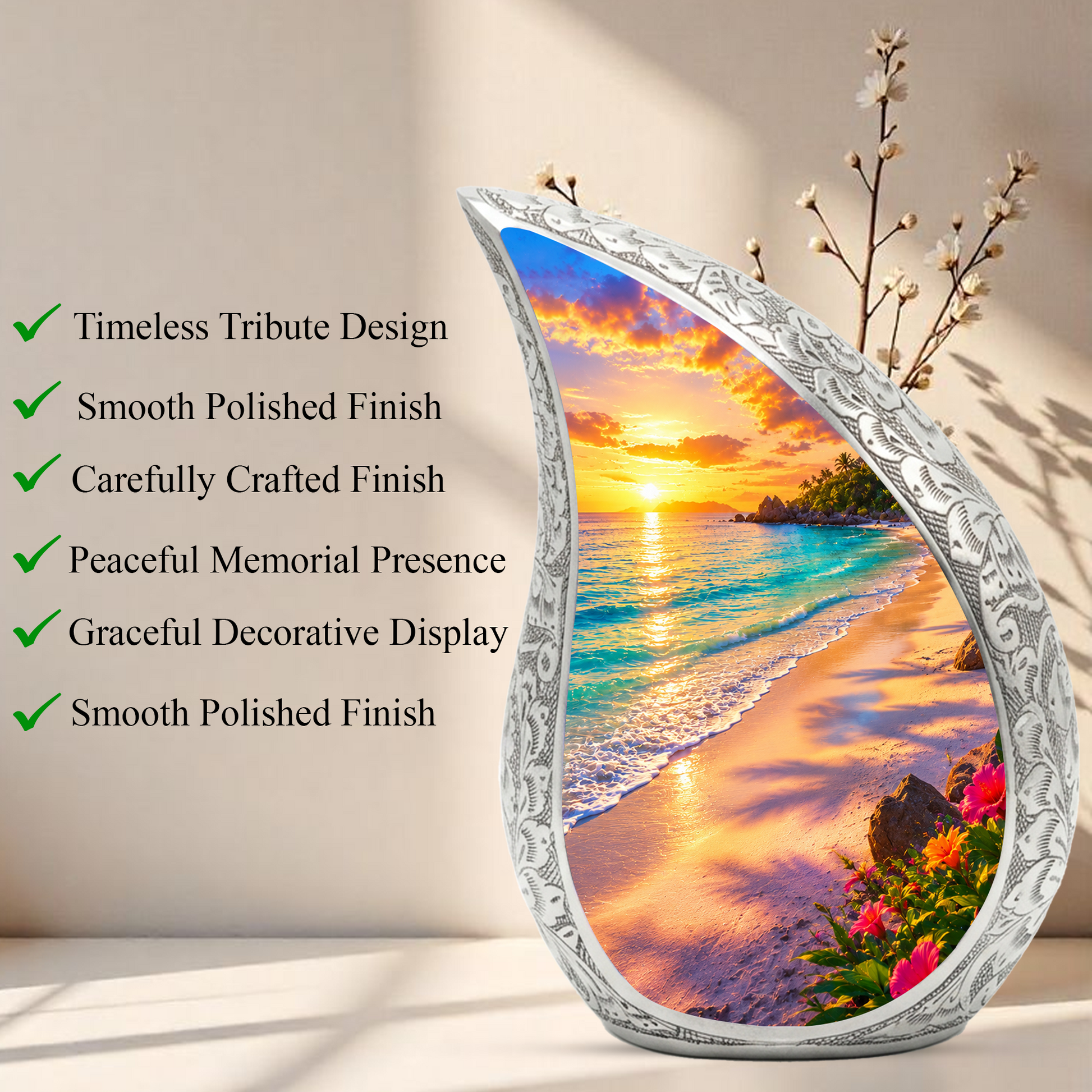Ocean Beach Urn for Mom, Ocean Cremation Urn for Women | Keepsake Urn For Ashes