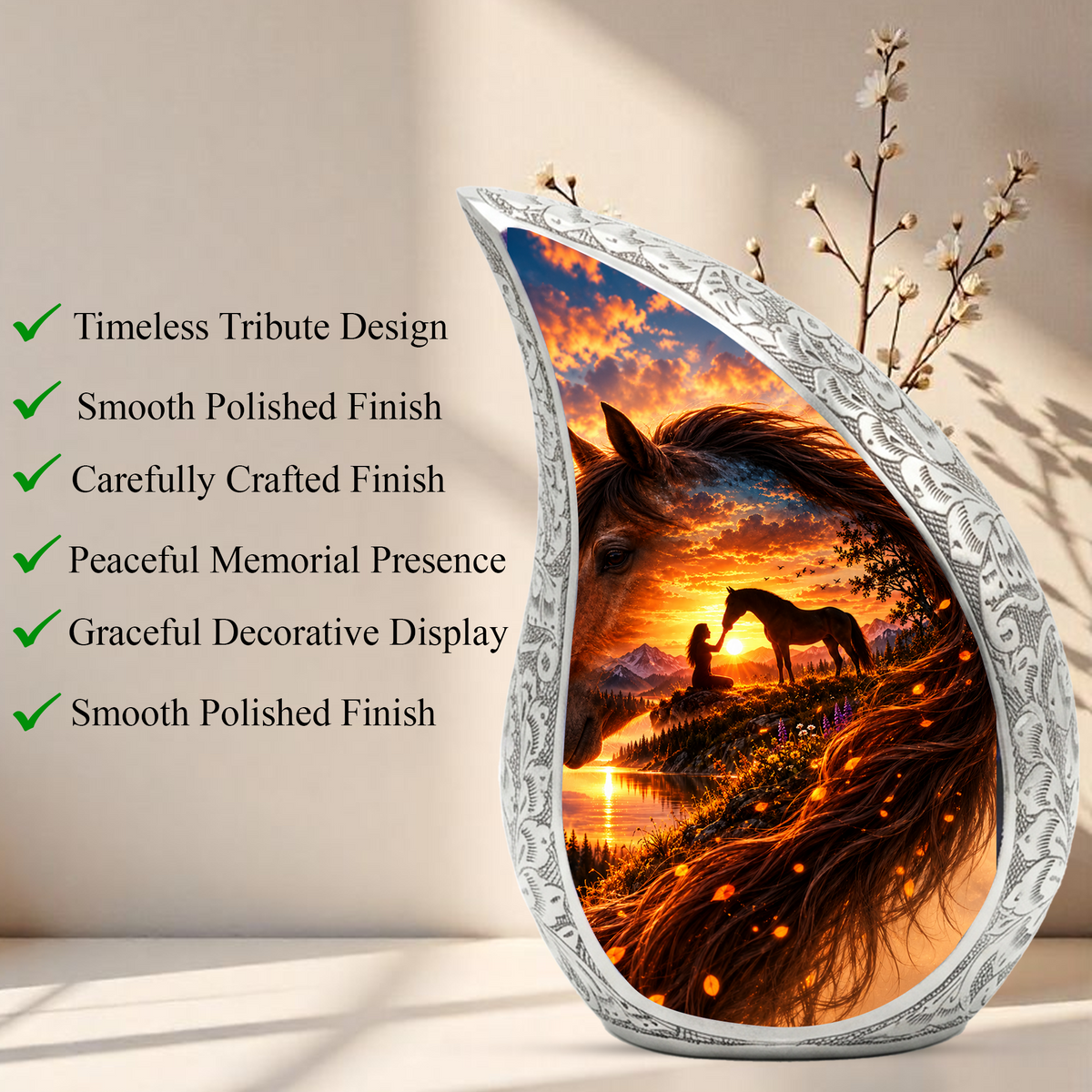 Horse Cremation Urn for Ashes, Horse Memorial Urn, Keepsake Adult Cremation Urn