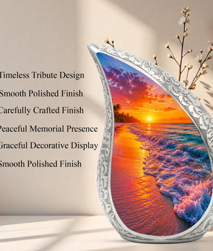 Beach Sunset Urn for Human Ashes | Ocean Sunset Beach Cremation Urn