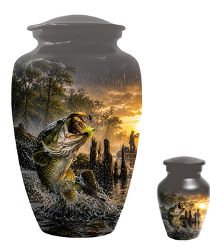 Fishing Urn for Dad - Bass Fisherman Memorial KeepsakeUrns,Personalized Lake Tribute