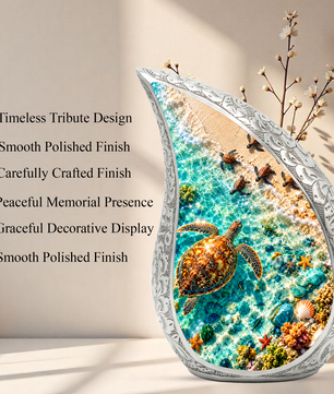 Sea Turtle Cremation Urn for Ashes, Ocean Beach Adult Memorial Urn