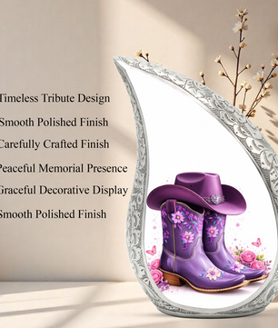Cowgirl Boot with Hat Cremation Urn for Mom - Personalized Western Urns For Female