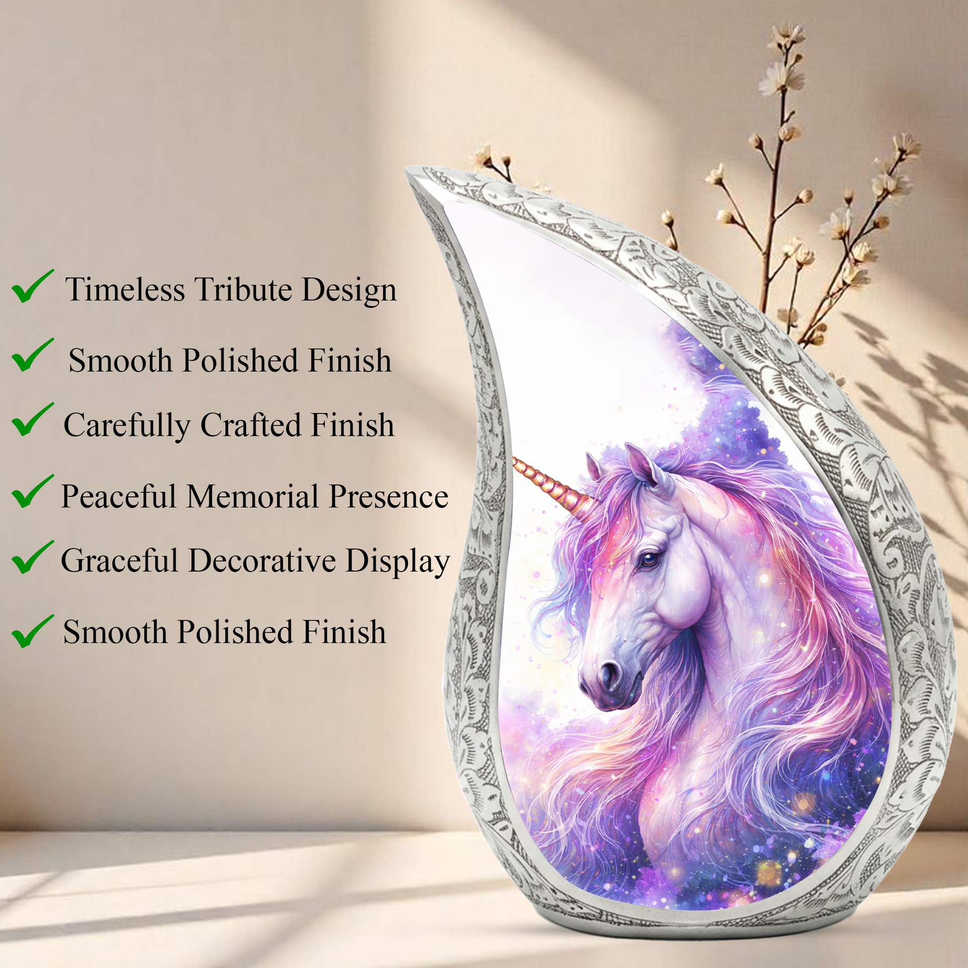 Unicorn Memorial Urn for Child | Personalized Baby Memorial Urn
