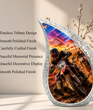 Motorcycle Rider Urn for Adult Ashes | Adult Cremation Urn for Men | Motorcycle Memorial Urn