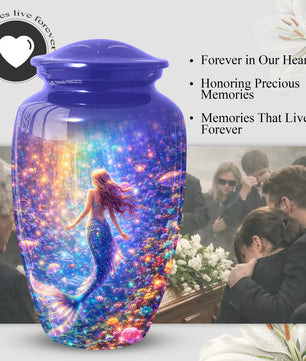 Mermaid Urn for Mom- Ocean Memorial Cremation Large Urn For Female