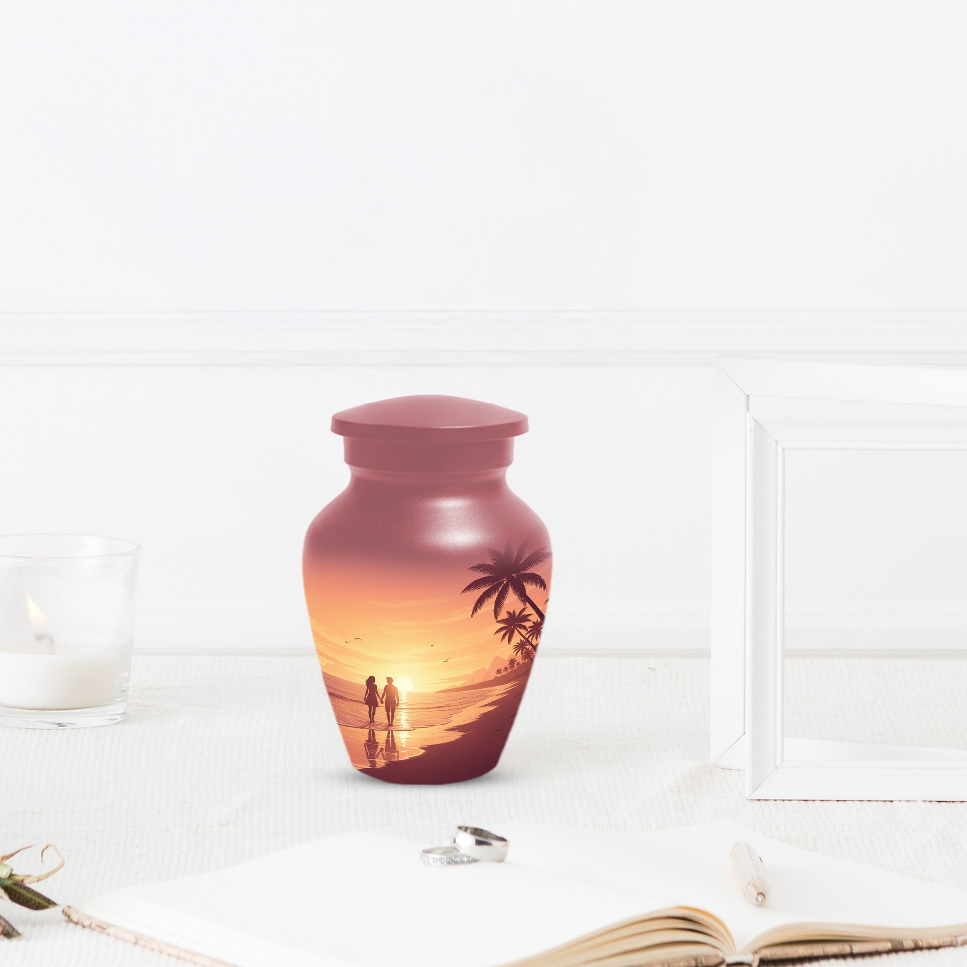 Beach Sunset Cremation Urn for Human Ashes | Personalized Adult Urn, Ocean Theme Urn & Beach Keepsake Urn