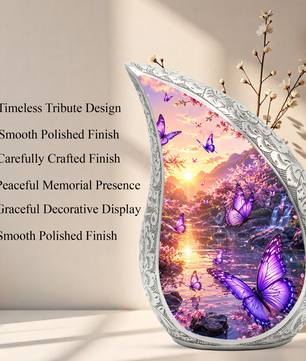 Purple Butterfly Sunset Urn for Ashes | Butterfly Urns for Human Ashes, Butterfly Urn for Cremation