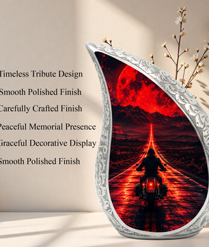 Motorcycle Rider Urn for Adult Ashes – Patriotic Motorcycle Memorial Cremation Urn for Dad
