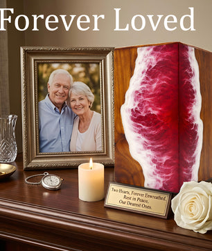 Personalized Ocean Urn For Ashes - Handmade Resin Wood Keepsake Urns Box