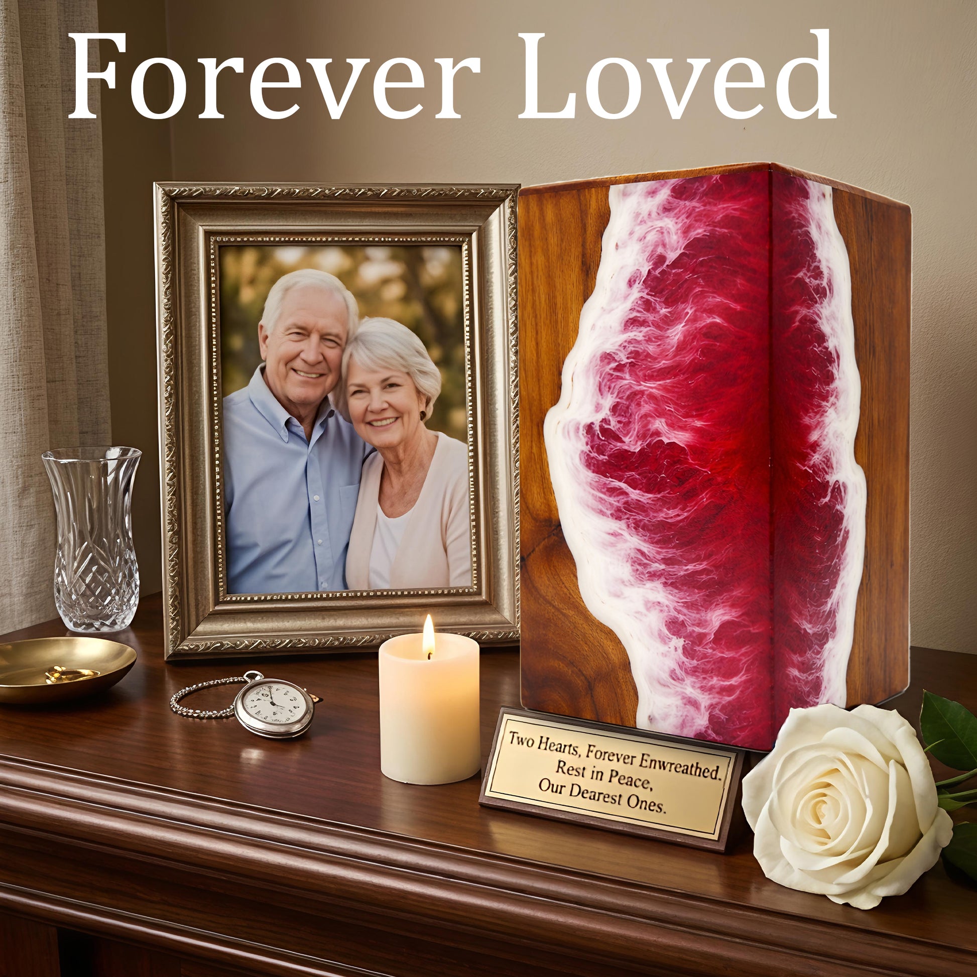 Personalized Ocean Urn For Ashes - Handmade Resin Wood Keepsake Urns Box