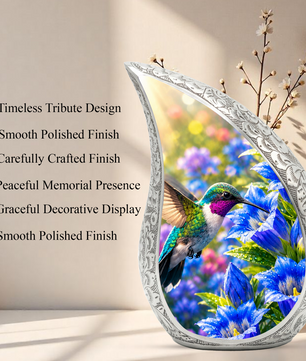Hummingbird Urn for Human Ashes | Beautiful Hummingbird Adult Cremation Urn | Floral Memorial Urn for Adult Ashes