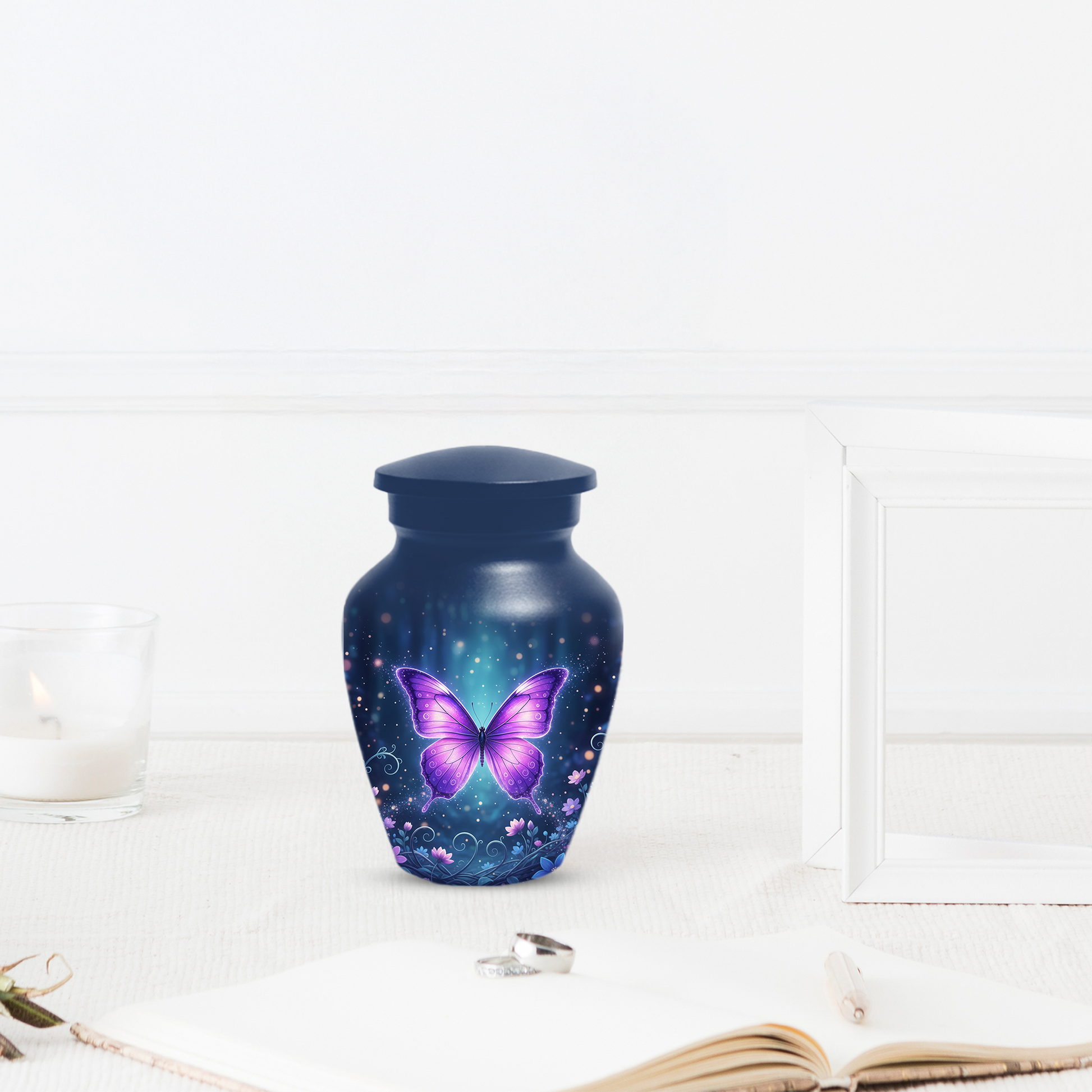 Purple Butterfly Urn for Ashes, Custom Butterfly Cremation Urn