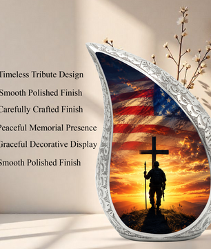 Military Cross Urn for Dad | Patriotic Cremation Urn for Adult Male Ashes
