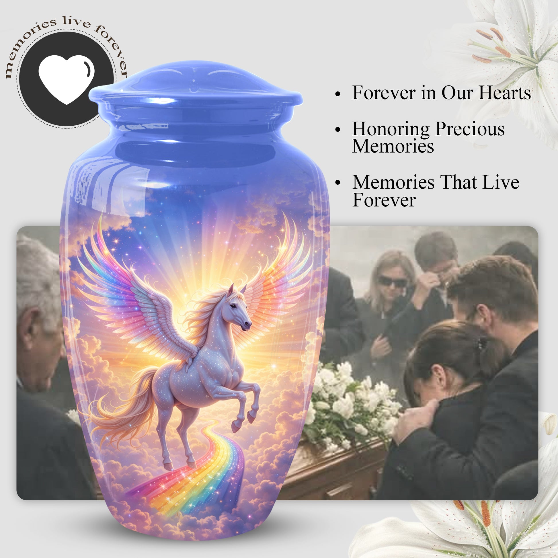 Pegasus Urn for Mom, Angel Horse Memorial Large Urn| Adult Female Cremation Urn