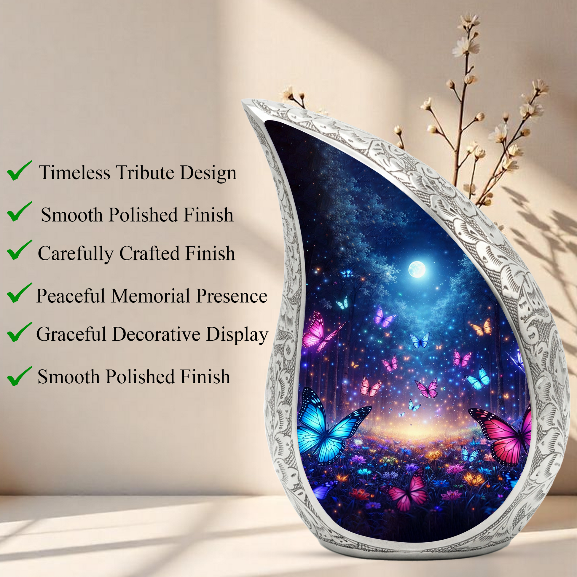 Personalized Butterfly Urn for Mom – Butterfly Urn for Ashes | Beautiful Cremation Urn for Women & Memorial Keepsake