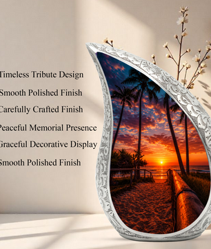 Ocean Beach Sunset Urn for Human Ashes | Beach-Themed Adult Cremation Urn