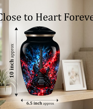 Personalized Electric Guitar Cremation Urn for Ashes, Black Adult  Memorial Urn, Music Lover Tribute Urn