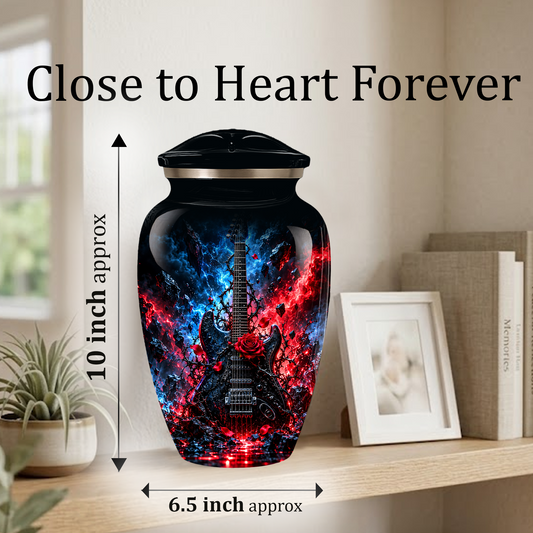 Personalized Electric Guitar Cremation Urn for Ashes, Black Adult  Memorial Urn, Music Lover Tribute Urn