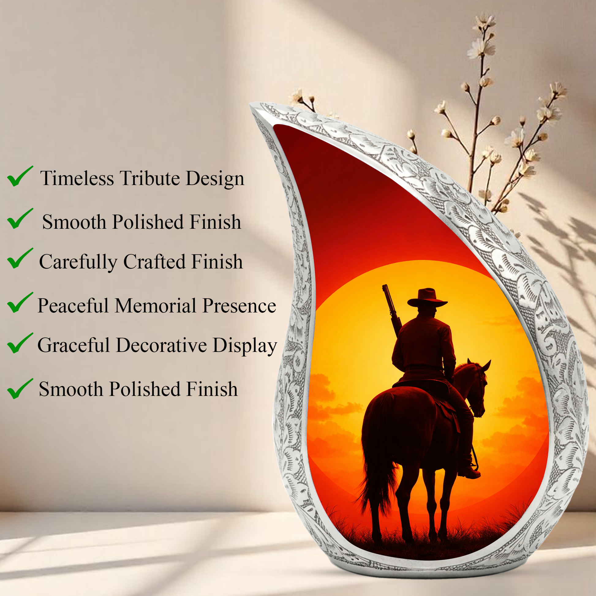 Personalized Cowboy Urn for Dad, Western Memorial Keepsake Ashes