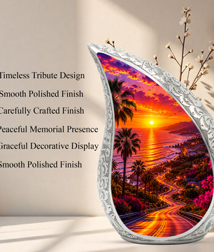 Beach Sunset Urn for Human Ashes | Ocean Beach Themed Adult Cremation Urn