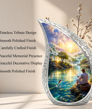 Fishing Urn for Human Ashes | Gone Fishing Urn for Dad & Father | Fishing Cremation Urn for Men
