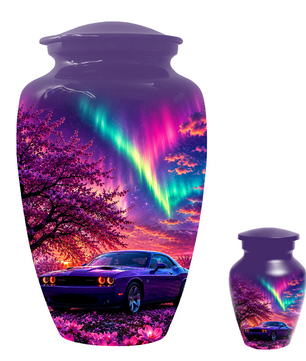 Muscle Car Urn for Human Ashes, Aurora Borealis Cremation Keepsake Urnsfor Dad