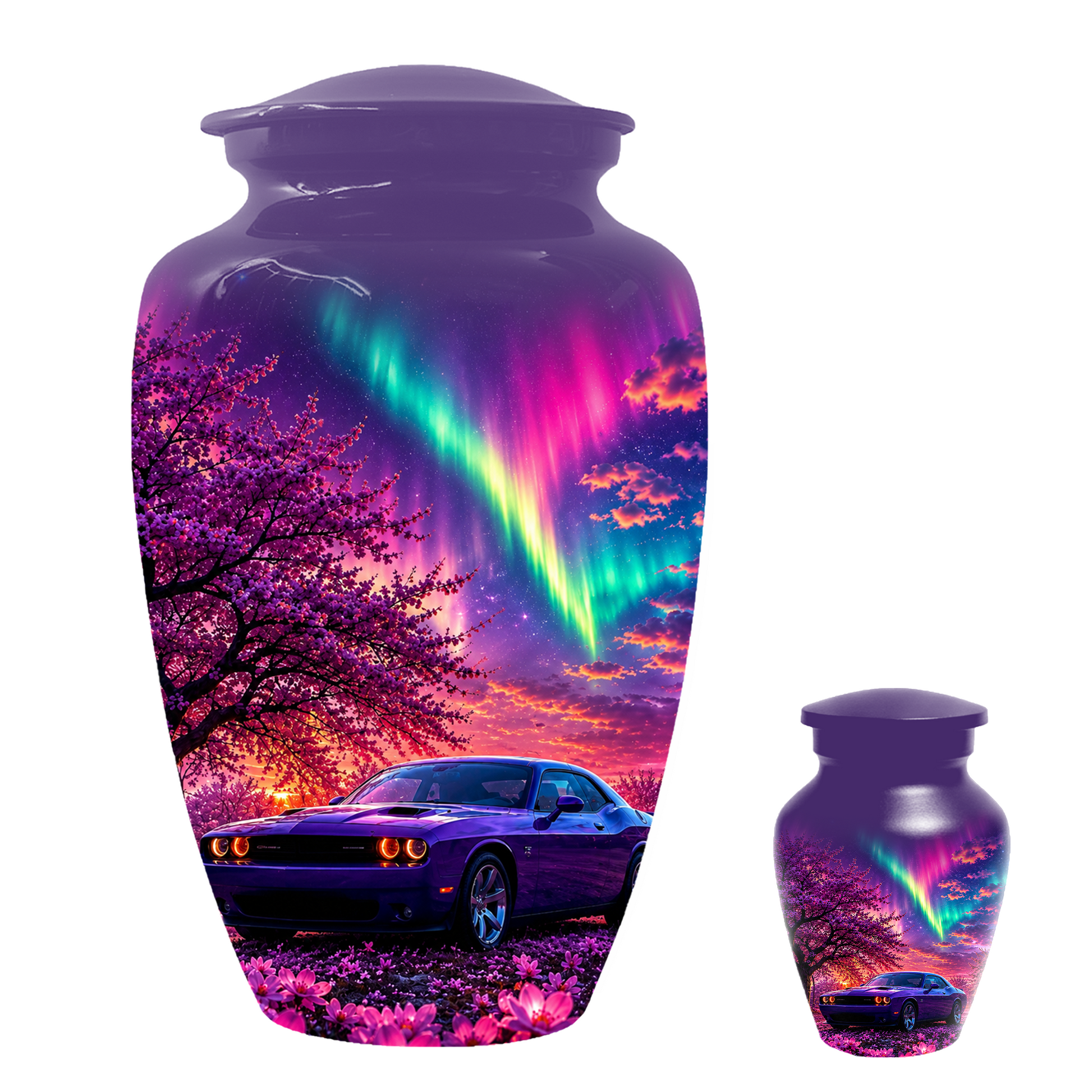 Muscle Car Urn for Human Ashes, Aurora Borealis Cremation Keepsake Urnsfor Dad