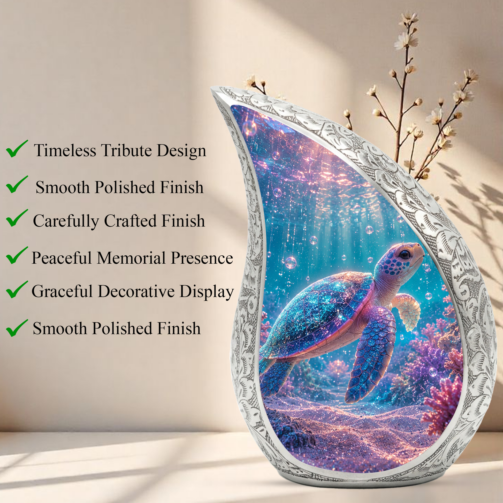 Sea Turtle Urn for Ashes,Coastal Memorial Keepsake