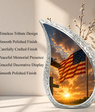 Patriotic Flag Urn for Human Ashes | American Flag Adult Cremation Urn | Memorial Urn for Adults & Ashes