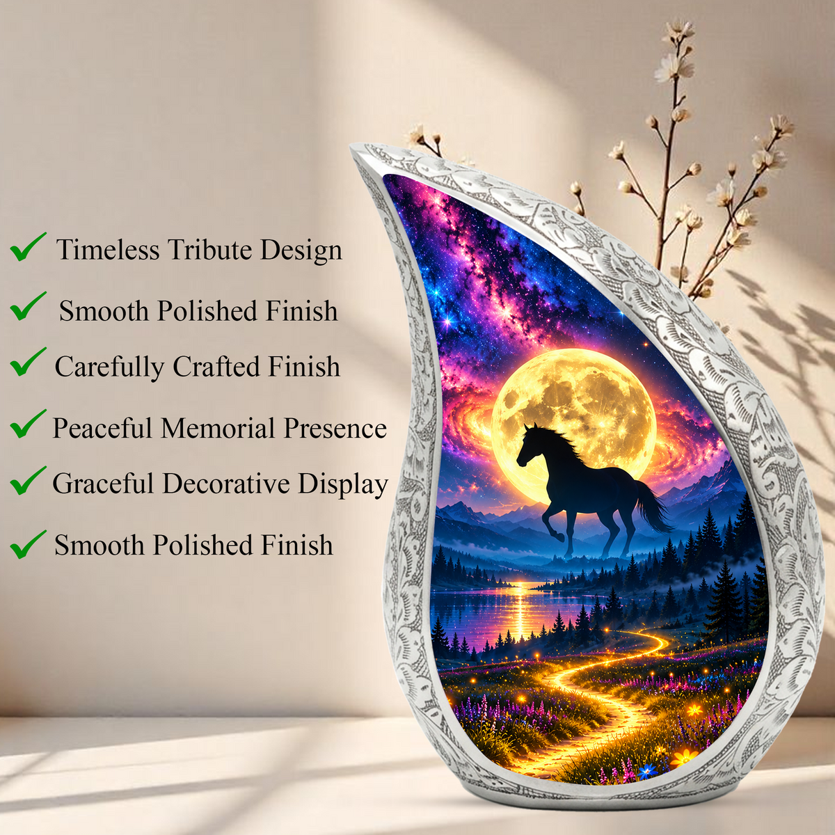 Horse Urn for Ashes, keepsake Aluminum Horse Cremation Urn