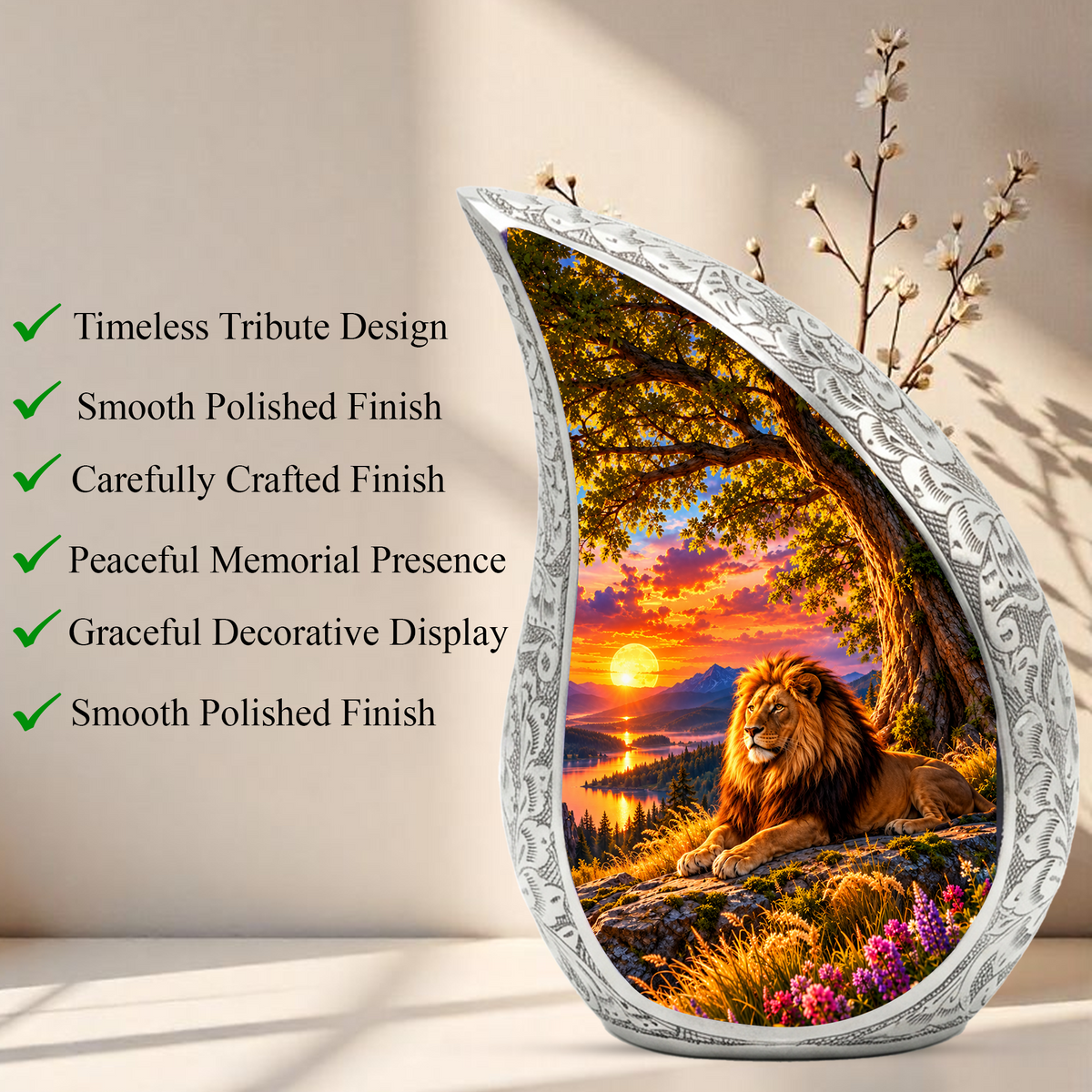 Lion Cremation Urn for Ashes, Lion Memorial Urn, Personalized Adult Cremation Urn