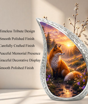 Fox Sunset Urn for Human Ashes | Wildlife Adult Cremation Urn | Fox Sunset Memorial Urn for Adult Ashes