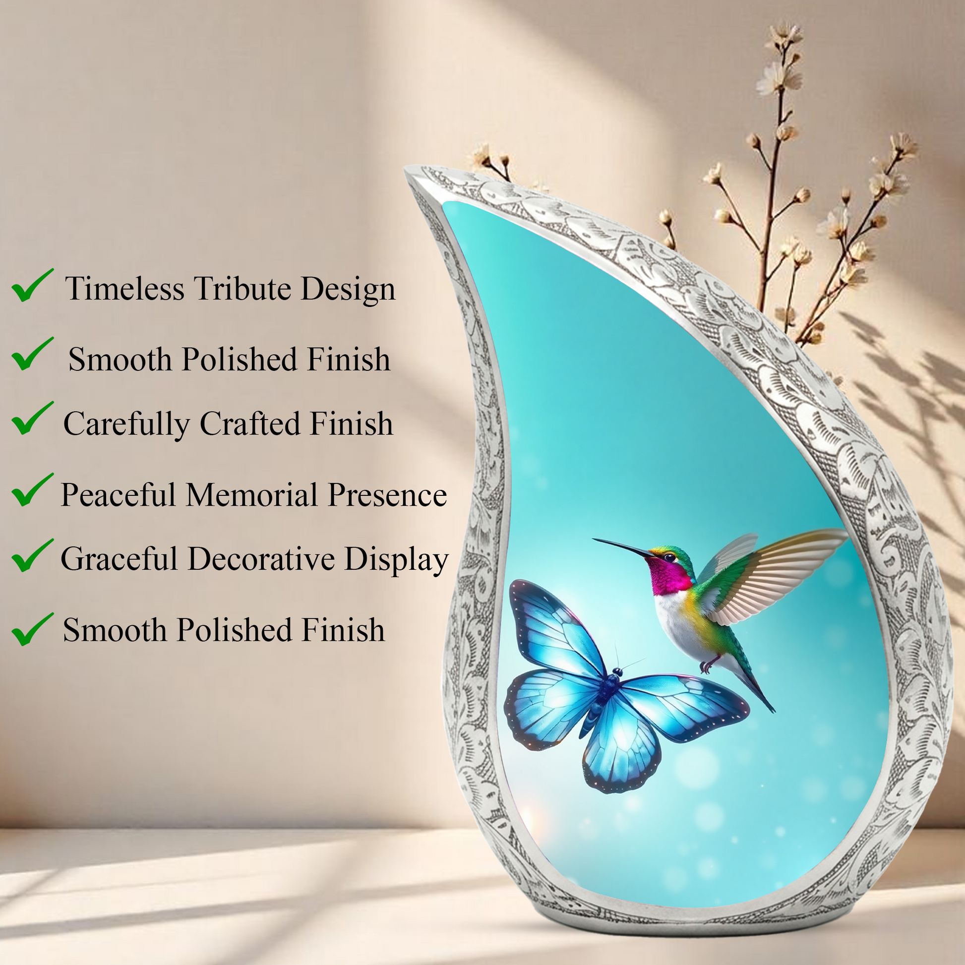 Butterfly Urn for Mom | Hummingbird Memorial Urn | Butterfly Urns for Human Ashes