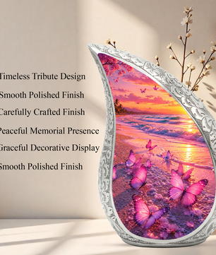 Butterfly Beach Memorial Urn for Ashes, Adult Cremation Urn