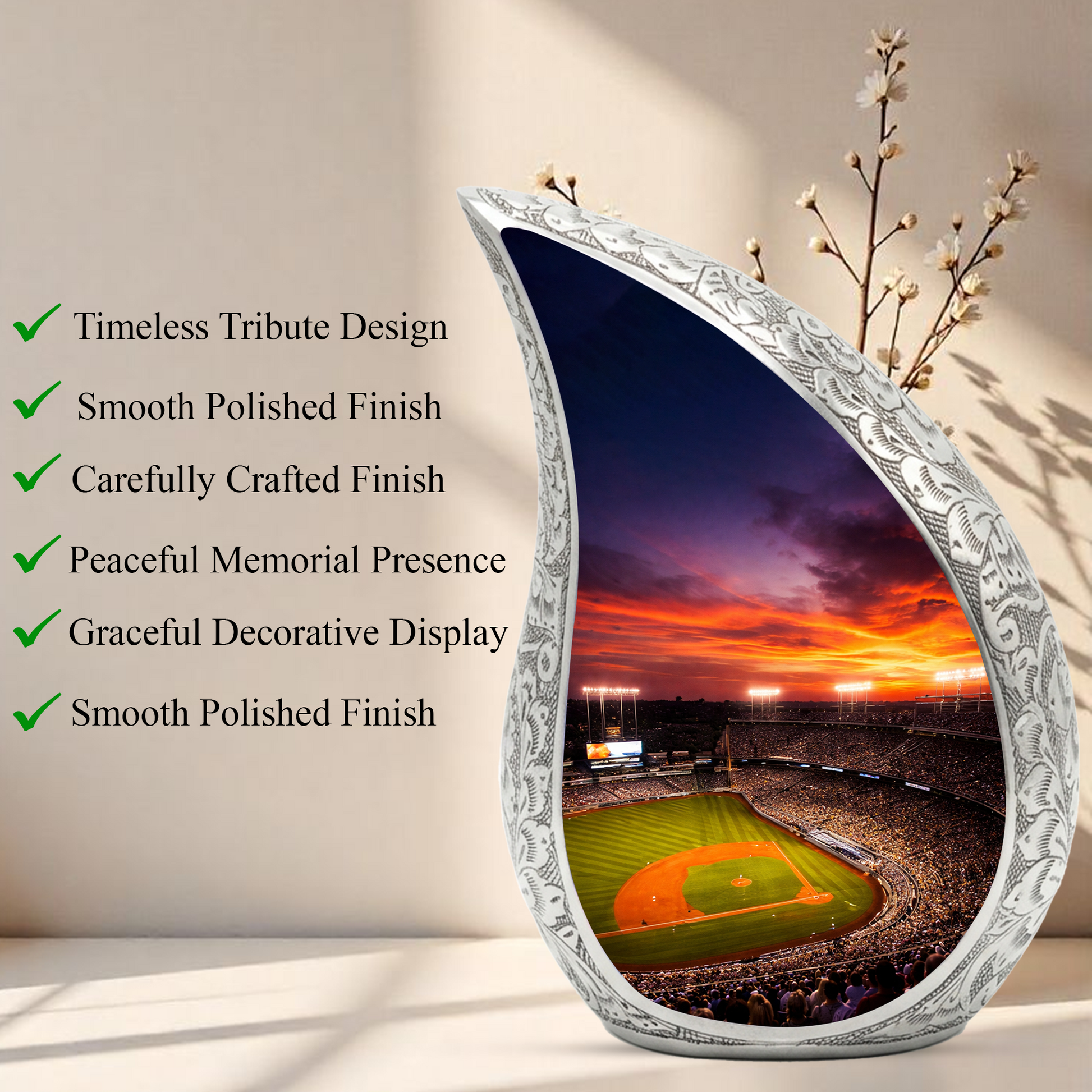 Baseball Stadium Memorial Urn | Personalized Cremation Urn for Dad