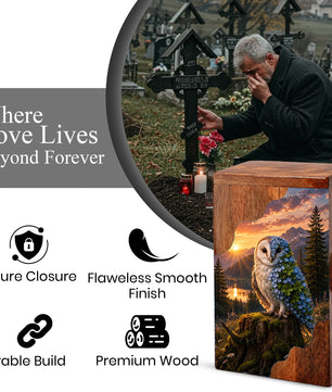 Owl Wooden Cremation Urn – Wooden Urn for Human Ashes