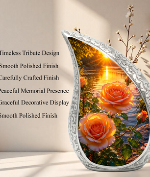 Pink Rose Sunset Adult Urn for Human Ashes – Beautiful Memorial Urn for Mom