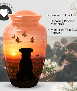 Dog Memorial Urn for Mom | Sunset Pet Memorial Cremation Large Urn - Keepsake Urn For Ashes