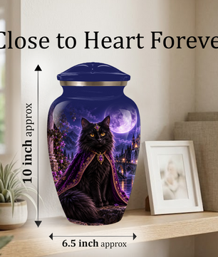 Personalized Cat Urn for Ashes | Custom Pet Urn for Cats | Handmade Metal Cat Memorial Urn