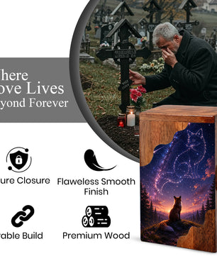 Fox Memorial Wooden Cremation Urn – Wooden Urn for Human Ashes