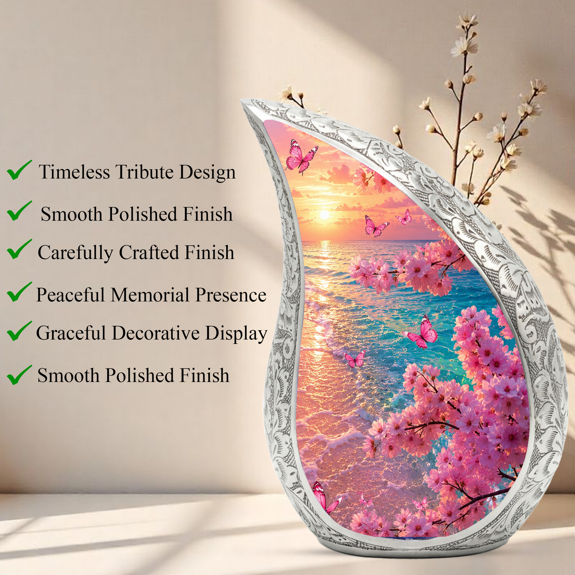 Beach Urn for Human Ashes – Ocean Sunset Cremation Urn
