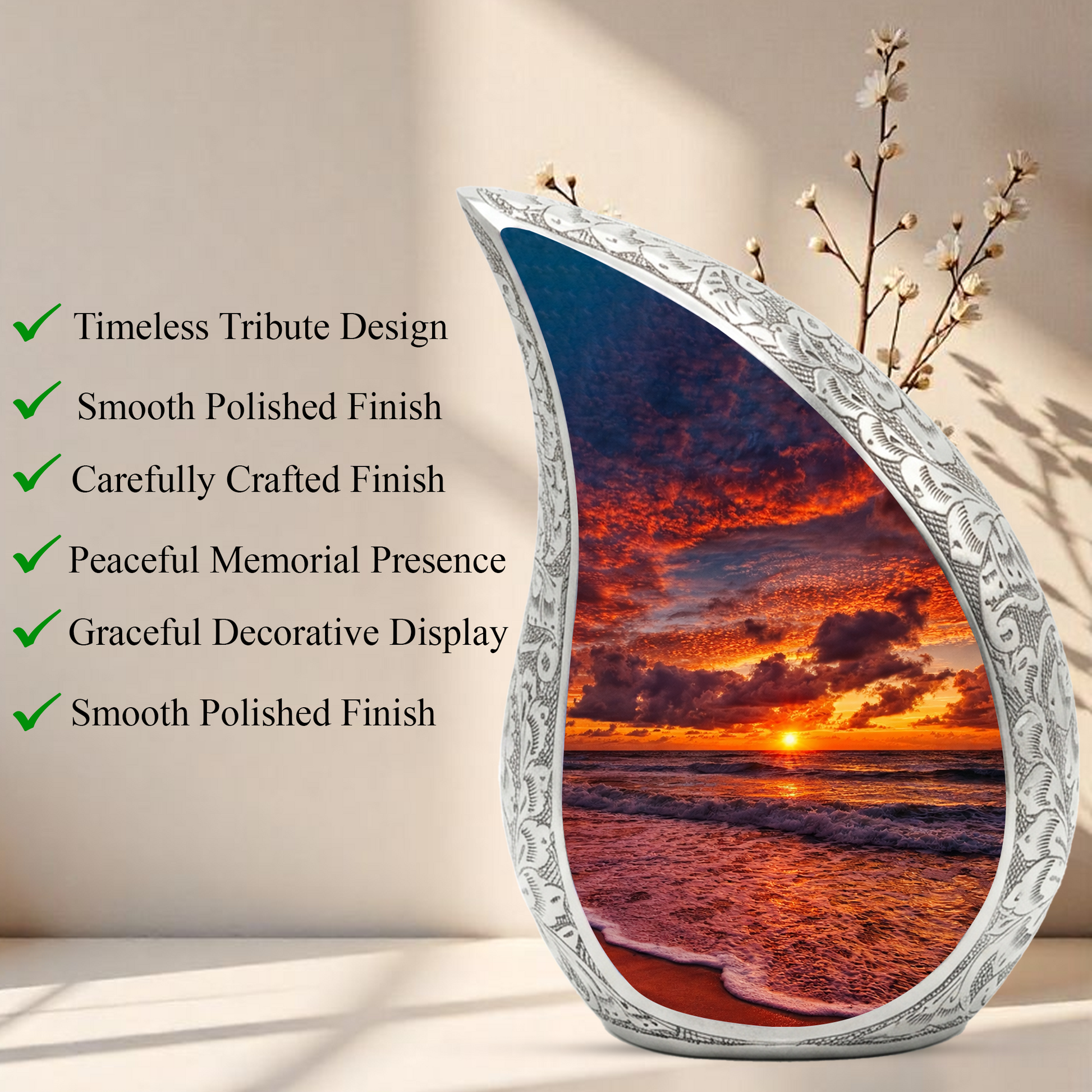 Ocean Sunset Adult Urn for Human Ashes – Premium Ocean Sunset Cremation Urn