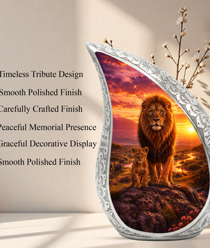 Lion Sunset Urn for Human Ashes | Adult Cremation Urn for Ashes