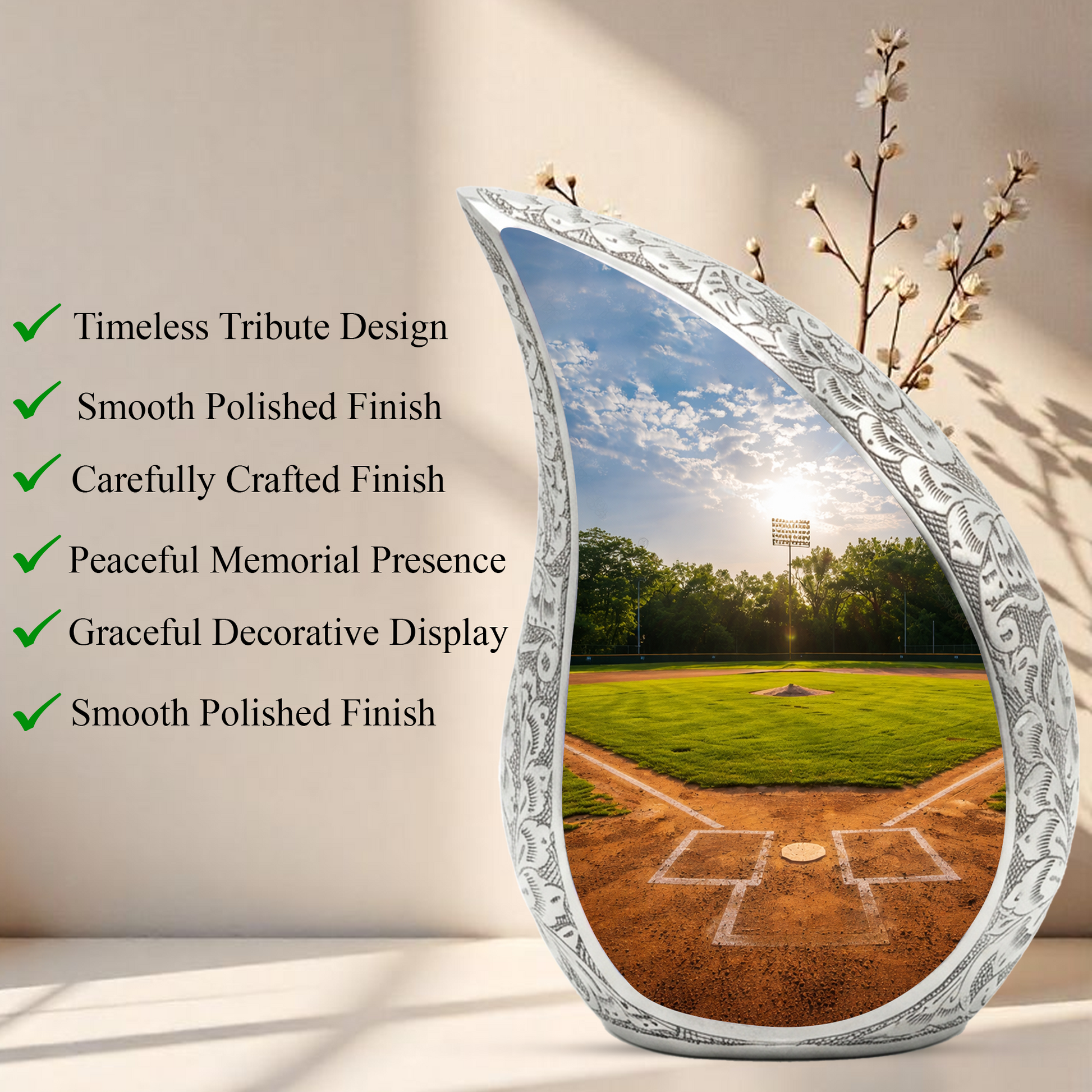 Baseball Field Urn for Dad, Adult Cremation Urn for Human Ashes
