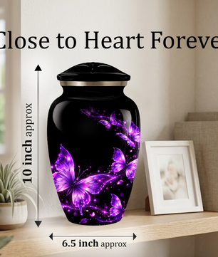 Purple Butterfly Cremation Urn for Ashes | Personalized Adult Memorial Urn | Handmade Butterfly Urn for Human Ashes