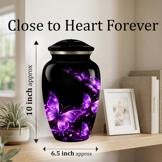 Purple Butterfly Cremation Urn for Ashes | Personalized Adult Memorial Urn | Handmade Butterfly Urn for Human Ashes