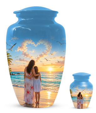 Customizable Mother Daughter Cremation Urn - Custom Photo Text Large Urn Keepsake