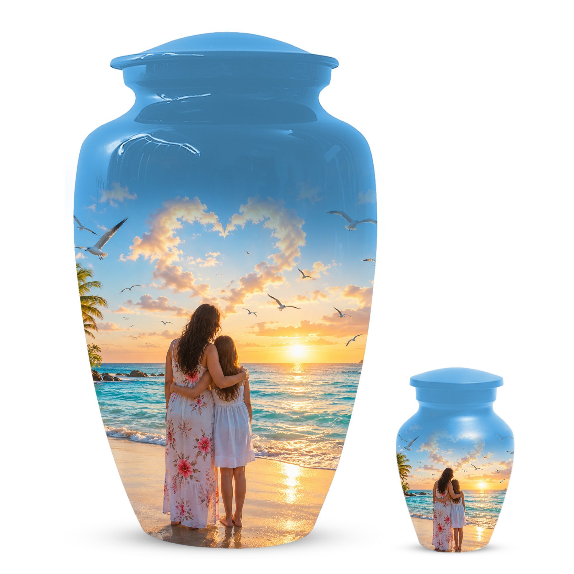 Customizable Mother Daughter Cremation Urn - Custom Photo Text Large Urn Keepsake