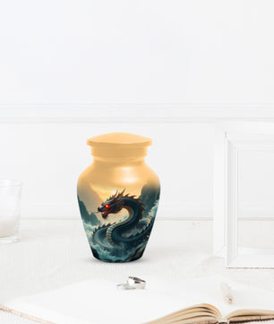 Dragon Sunset Urn for Human Ashes | Adult Cremation Urn | Sunset Dragon Memorial Funeral Urn
