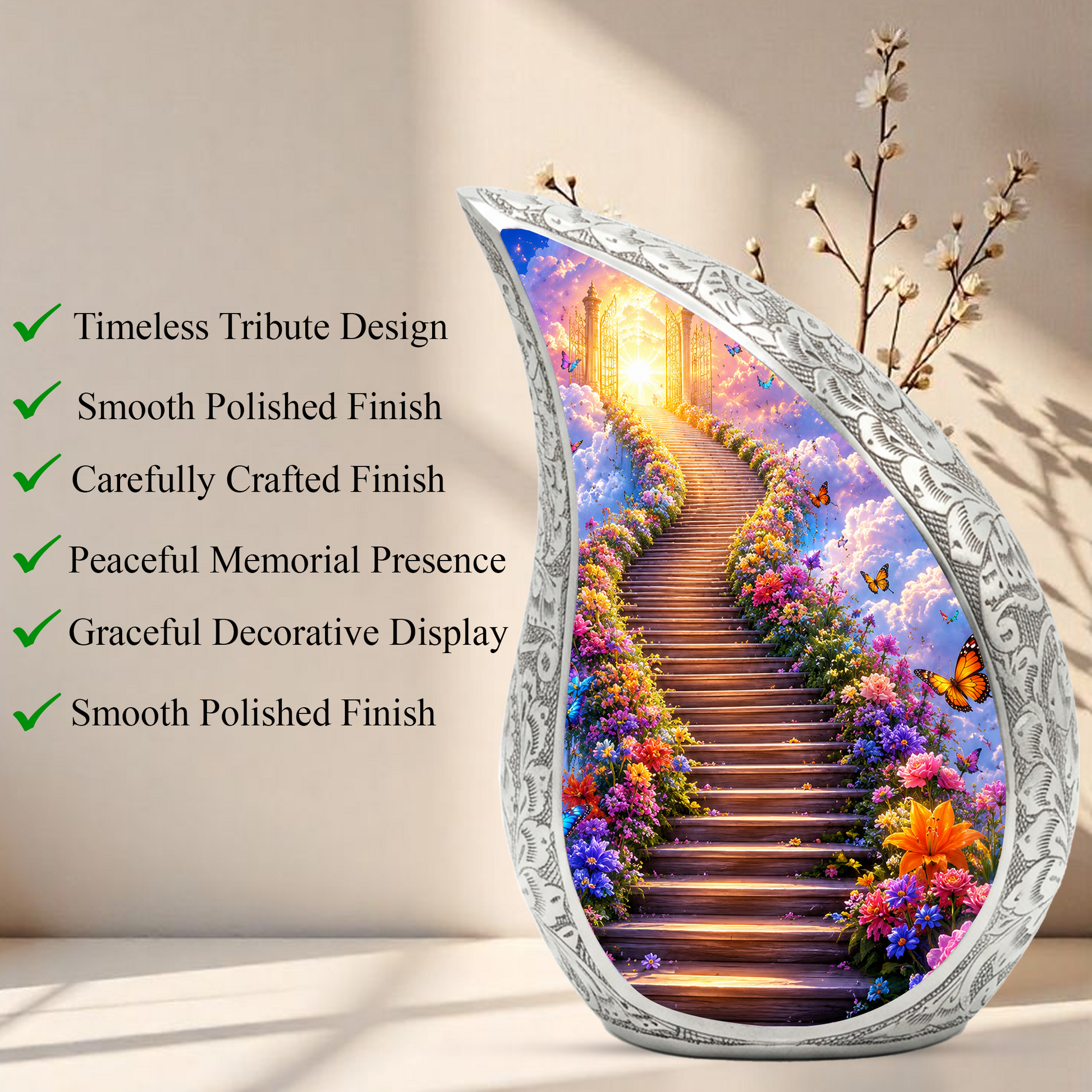Heaven Gate Butterfly Urn for Ashes - Personalized Adult Cremation Urn with Butterflies | Memorial Funeral Urn for Adult Ashes